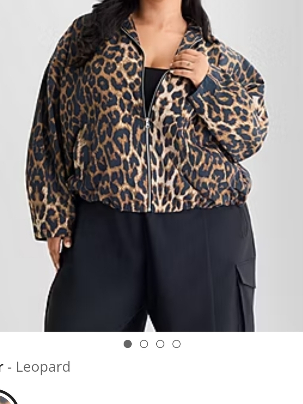 Ashley Graham Leopard-Print Bomber Jacket in Tan and Black